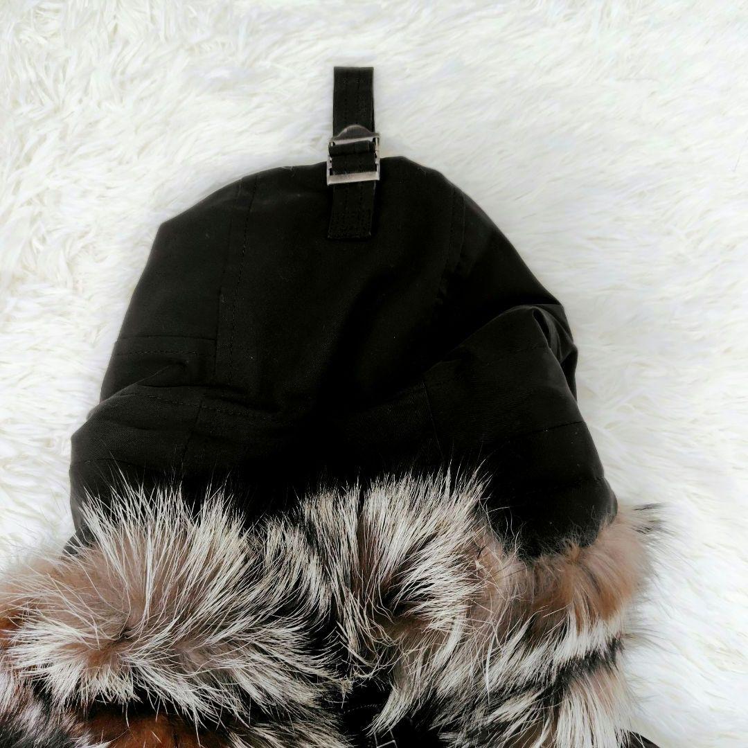 【大きいサイズ】23区　モッズコート　黒　フォックスファー　48