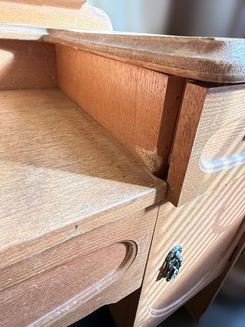 昭和レトロ 木製ドレッサー 鏡台 大型ミラー付き 収納 引き出し付き 幅76cm