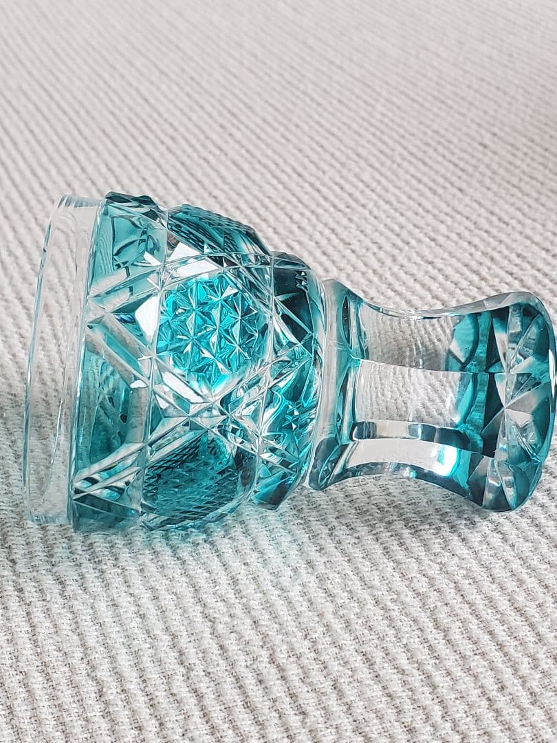 【美色＊美品】薩摩切子の馬上杯　ギヤマン　ビードロ　ガラス細工　酒器　盃　赤　青