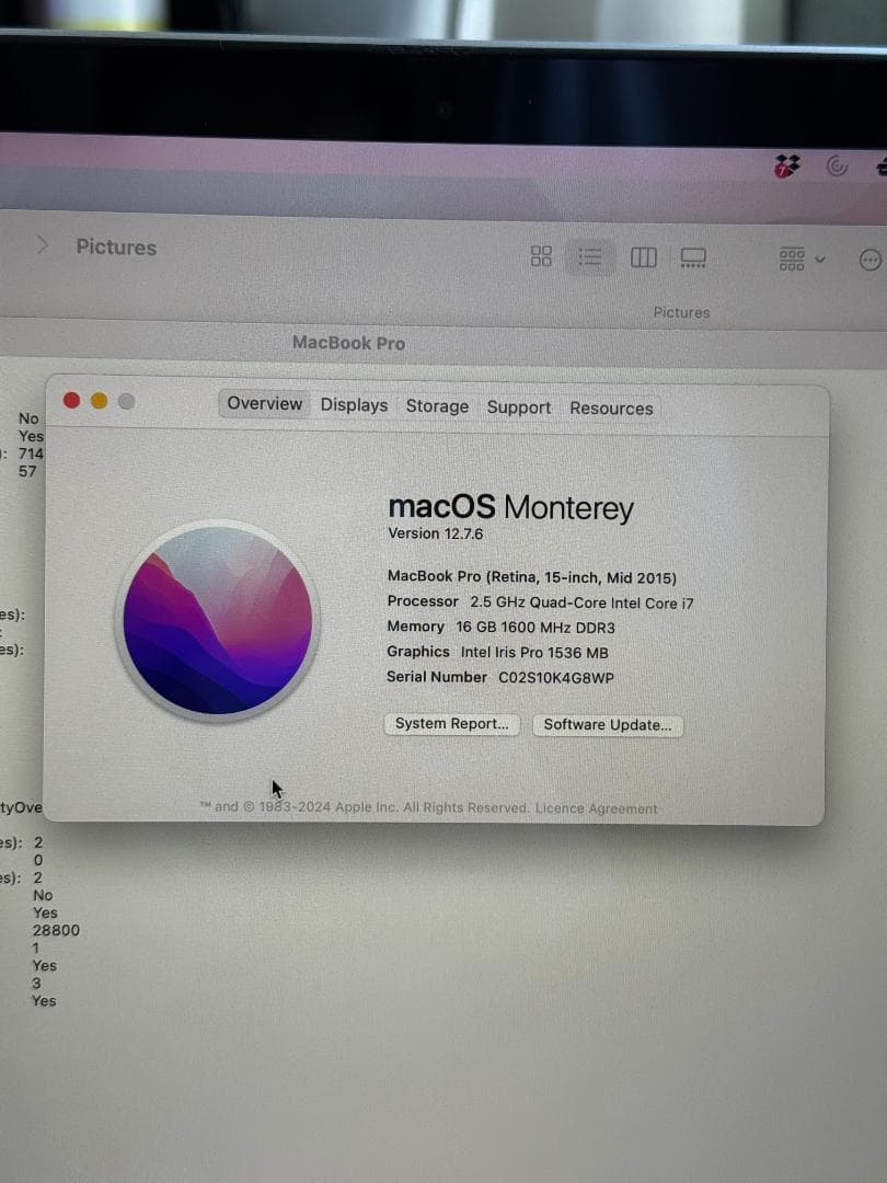 MacBook Pro 15インチ 512GB/16GB USキーボード