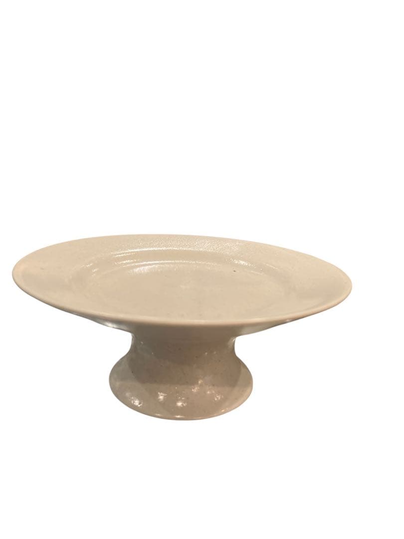 クリーム色 陶器 ケーキスタンド 約20.5cm