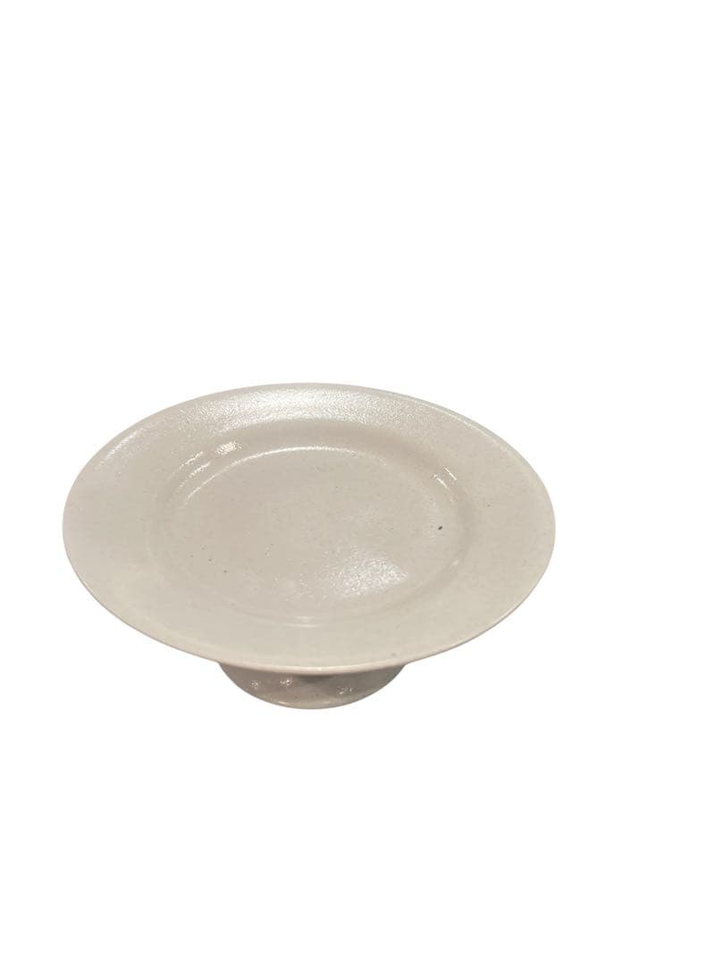 クリーム色 陶器 ケーキスタンド 約20.5cm