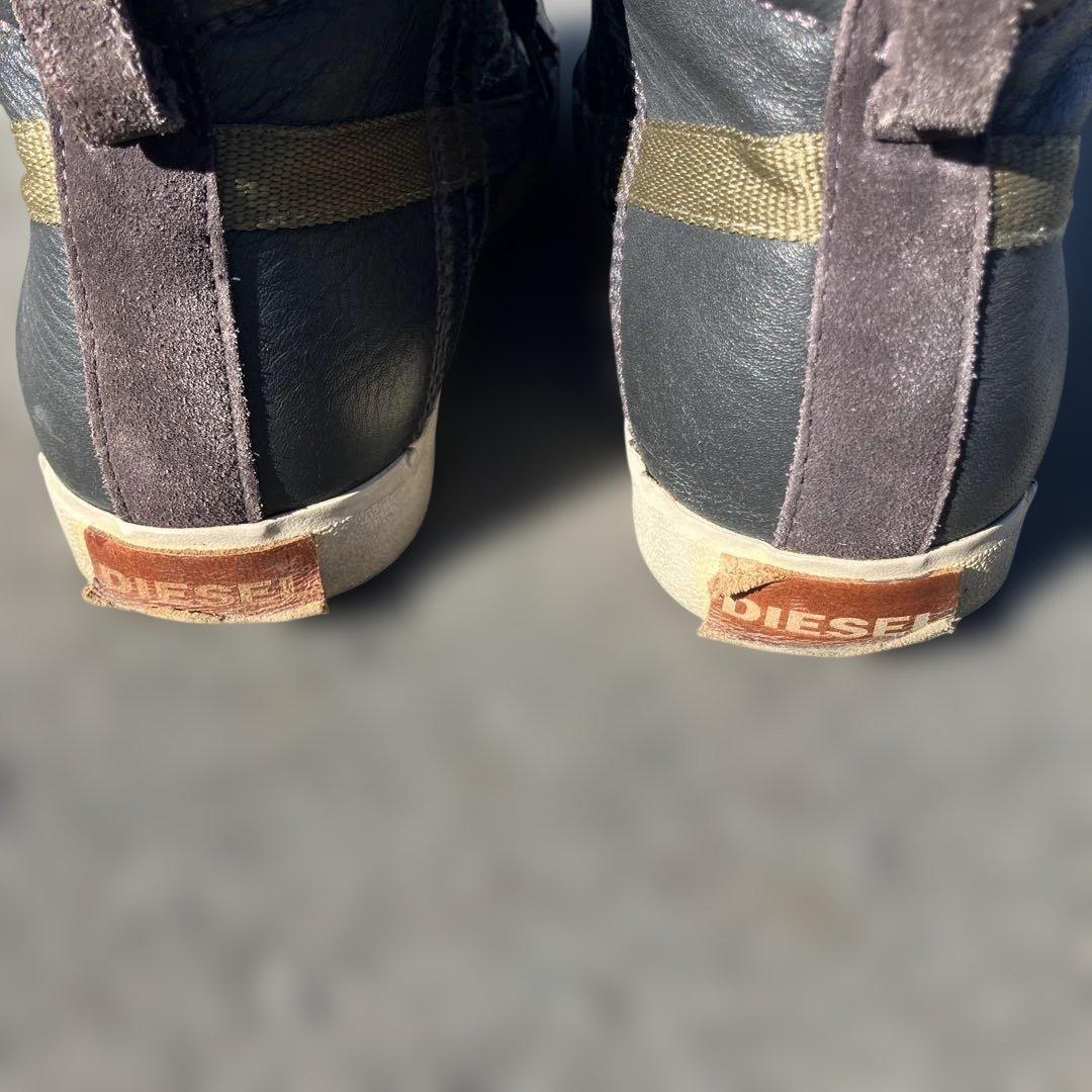 DIESEL 黒 レザー ハイカットスニーカー