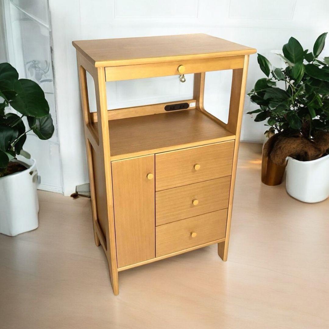 カリモク karimoku レンジ台 電話台 キャビネット ブラウン 天然木