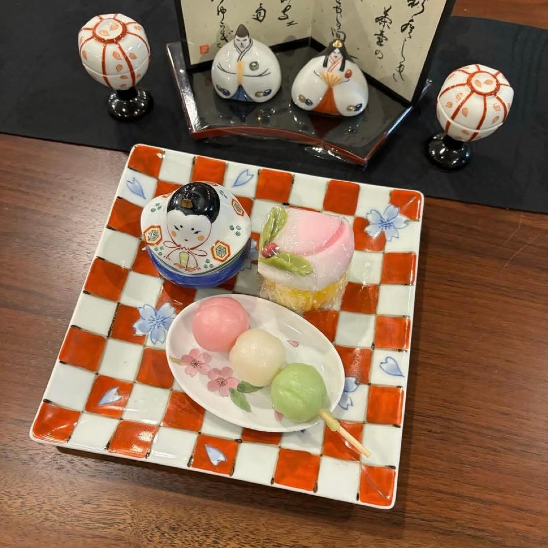 【特別価格】【新品】有田焼幸楽窯　雛人形&ぼんぼり珍味入4点セット