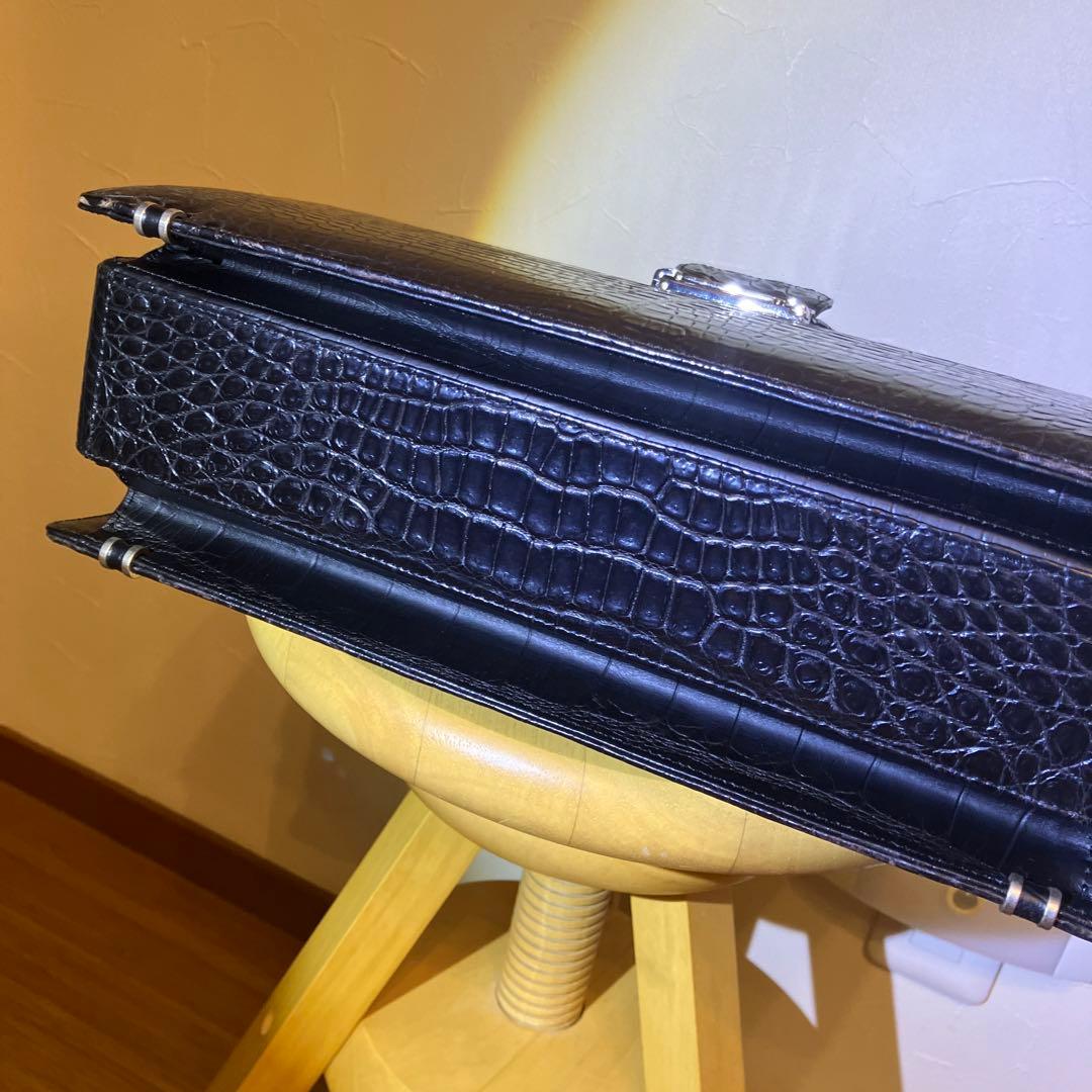クロコダイルレザー ビジネスバッグ 黒