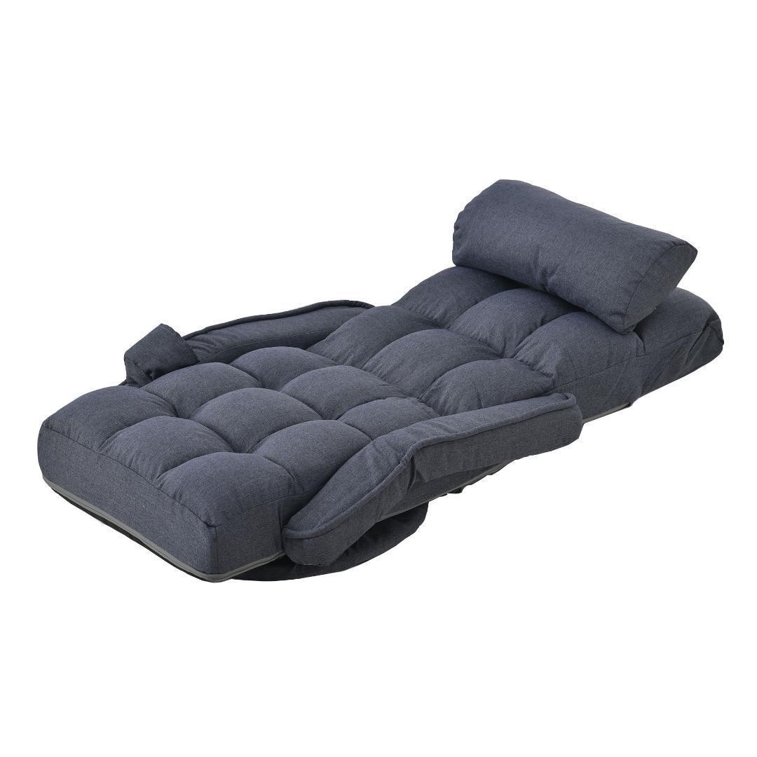 回転式座椅子肘掛けハイバック座いすリクライニング1人掛けソファー【ブルーグレ】