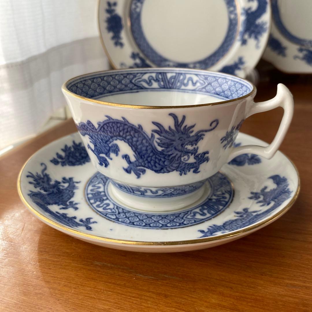 希少　ハマースレイ ブルードラゴン　カップ　ソーサー　プレート　ティーセット