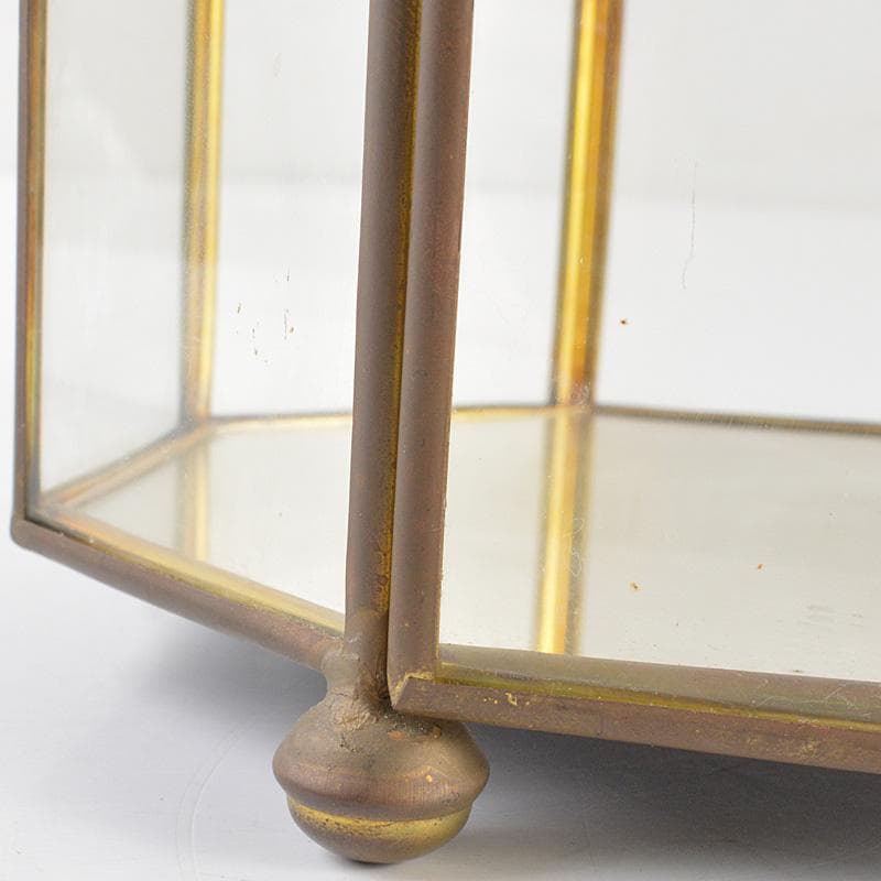 アンティーク　銅枠　八角　ガラスケース　宝石入　ディスプレイケース　CR7319