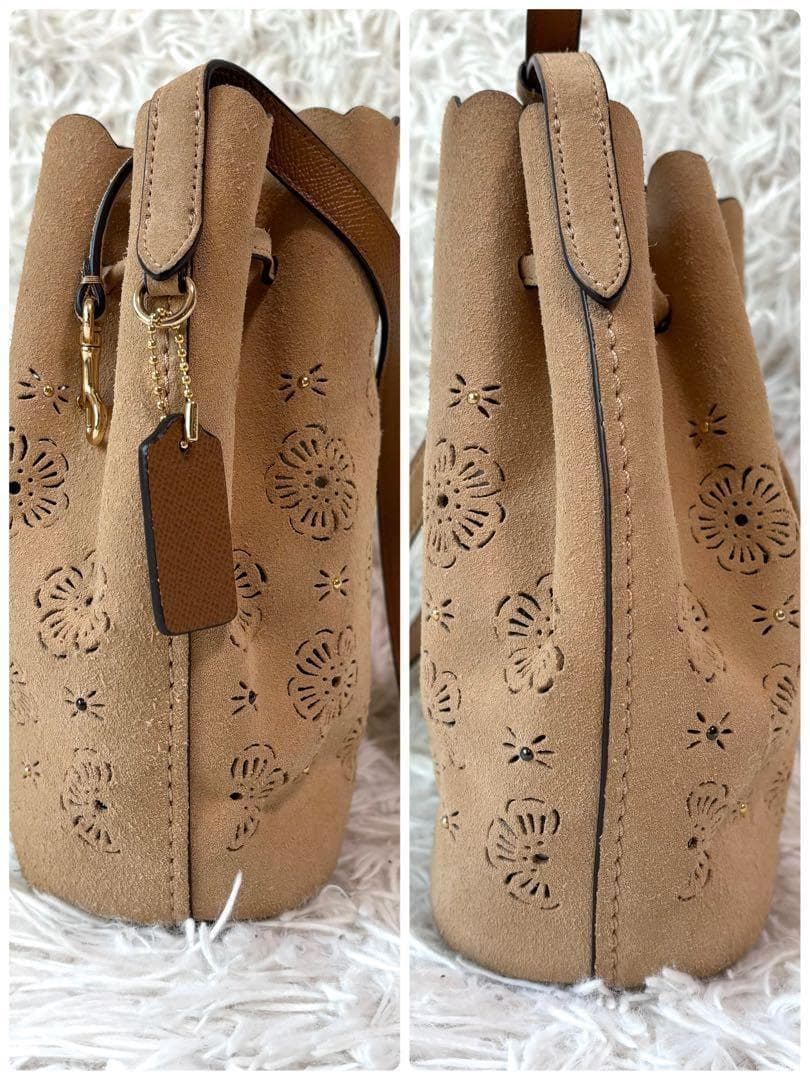 ✨希少/美品✨コーチ ショルダーバッグ ティーローズ パンチング スエード調