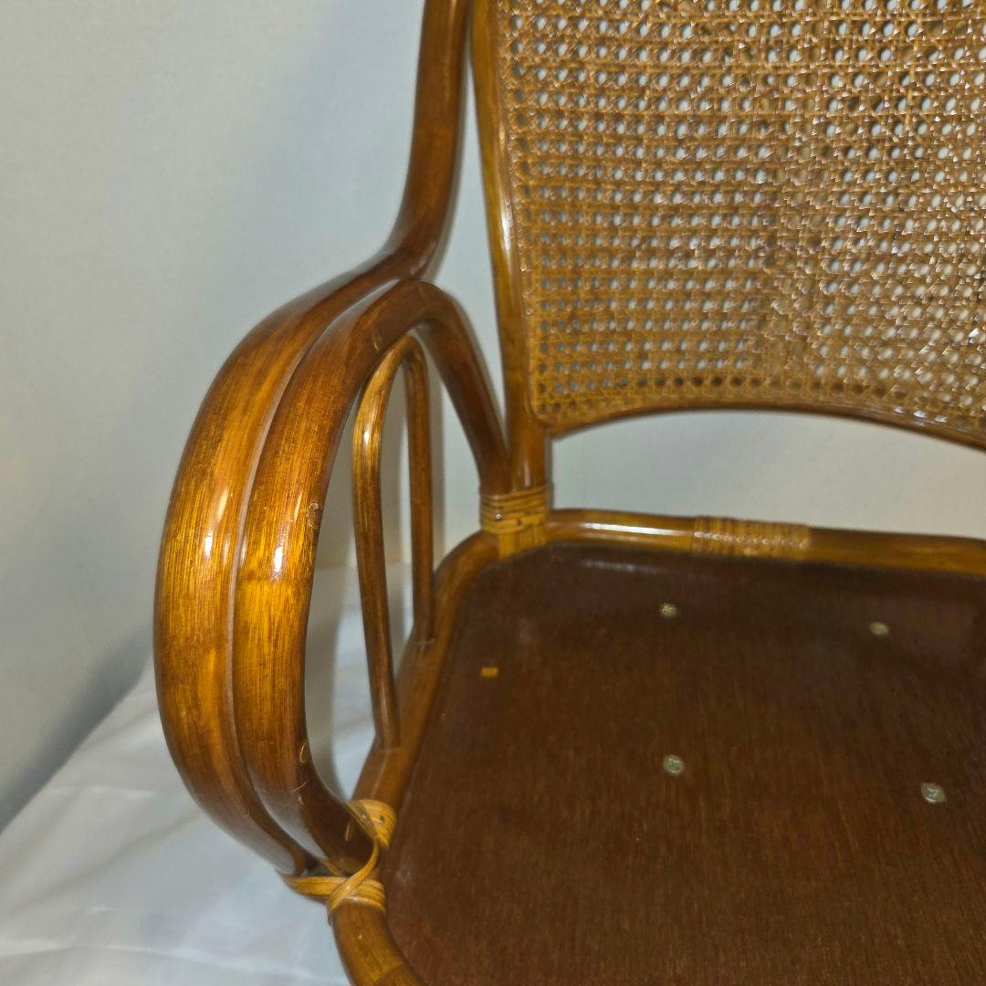 【専用ページ】籐 ラタン製 360度 回転座椅子 アームチェア レトロ