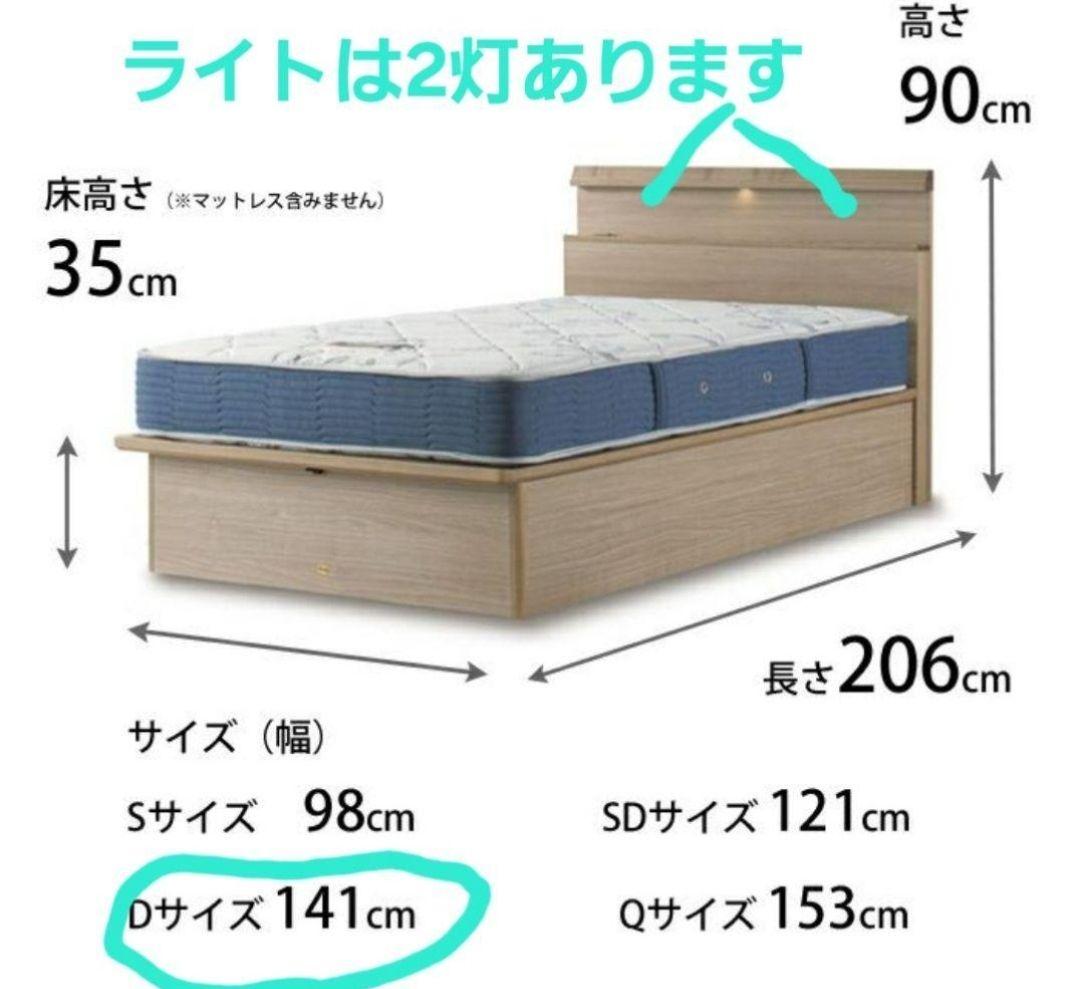 【送料込】シモンズ ダブル ベッドフレーム シェルフスリム 深型