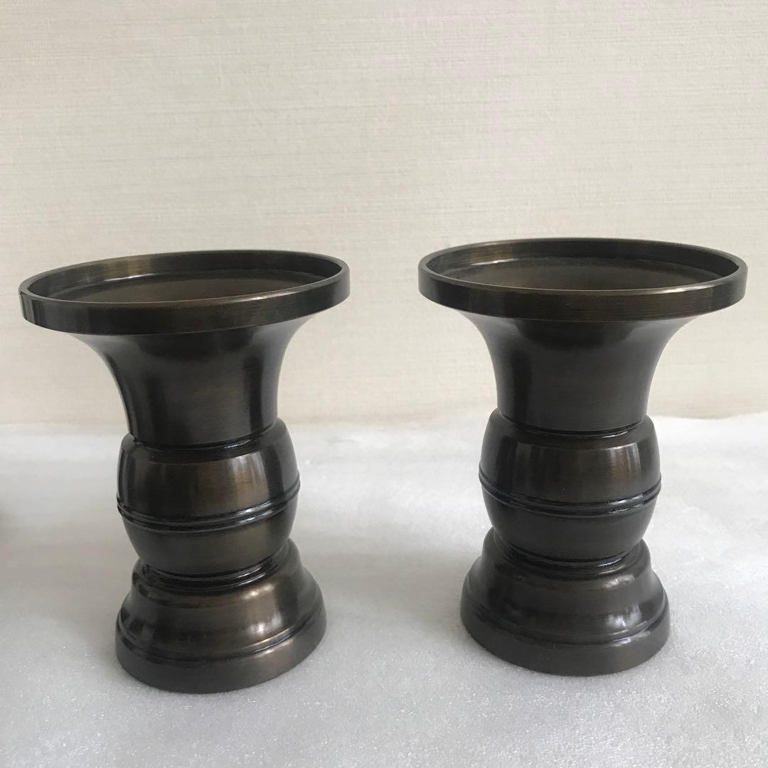 日本製　新品　真鍮製　六具足　4寸　仏具セット　玉香炉　前香炉　花立　火立　香炉