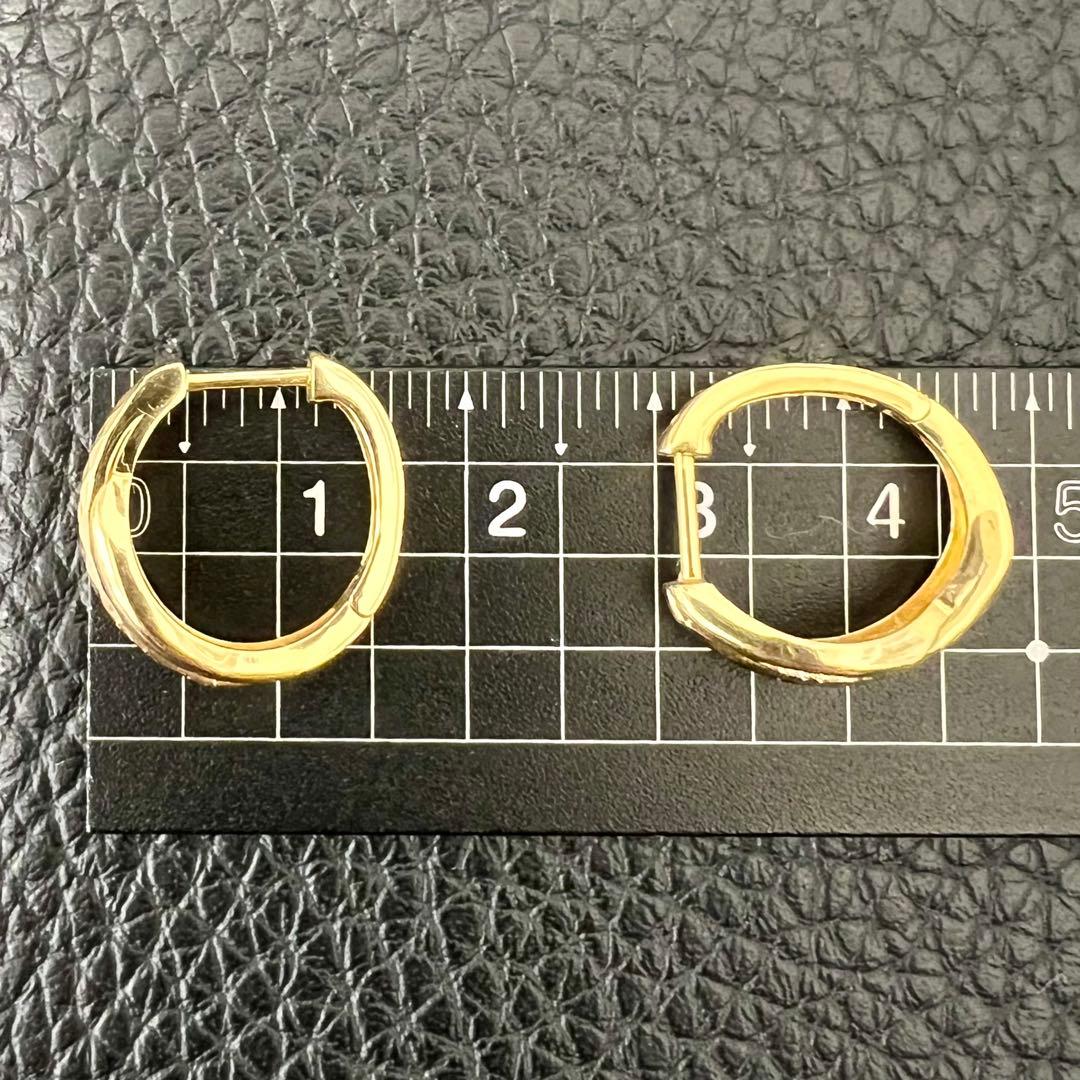 (B051202) K18ピアス ダイヤ 中折れピアス 18金 YG