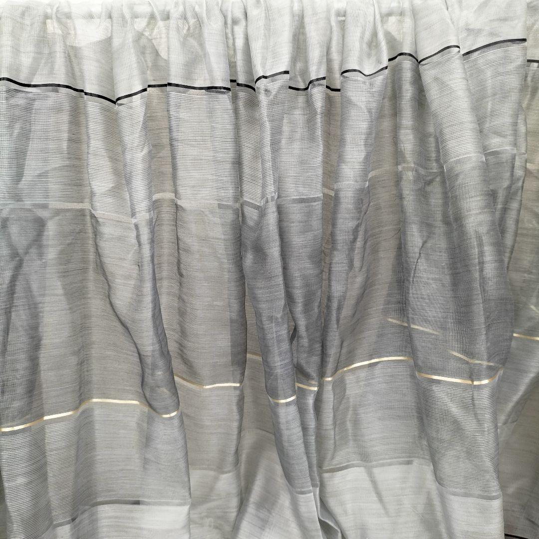 ストライプ レースカーテン 2枚組 展示品(I-2507KA3)