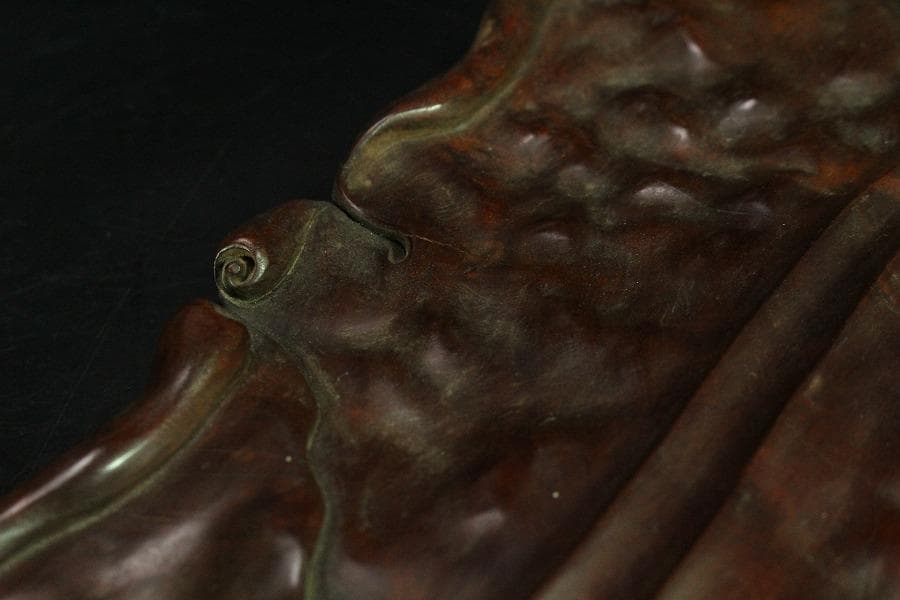 中国美術 煎茶 唐物 木彫刻 葉盆 裏刻 題詞 茶道具伝来(K-HA481)