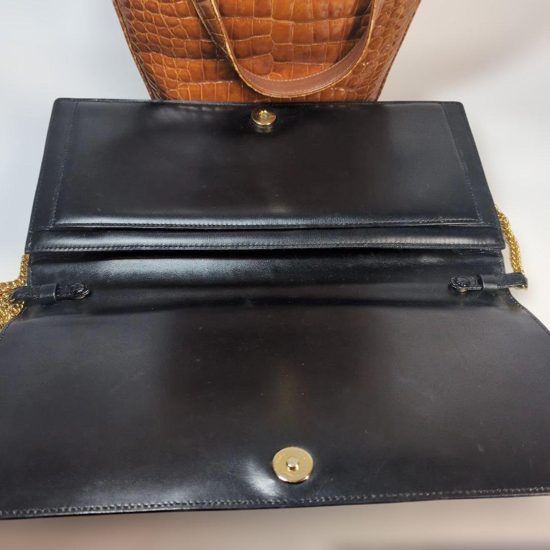 シャイニング　クロコダイル　バッグ　ブラウン　セット　サンタゴスティーノ