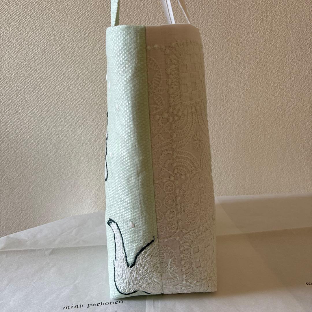 ミナペルホネン 生地使用　swan/forest tile お散歩トートバッグ