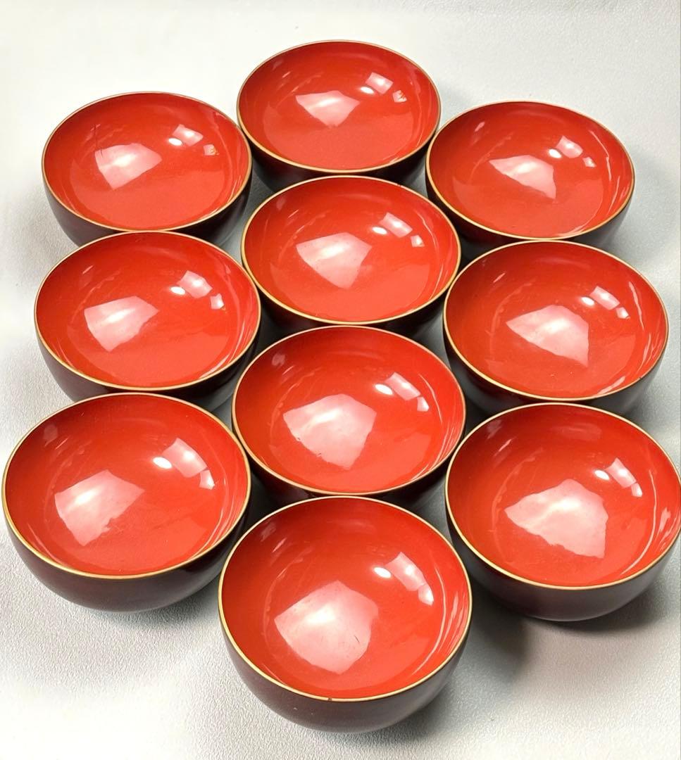 時代漆芸 金蒔絵 木製 菓子椀 吸物椀 10客セット R7112345