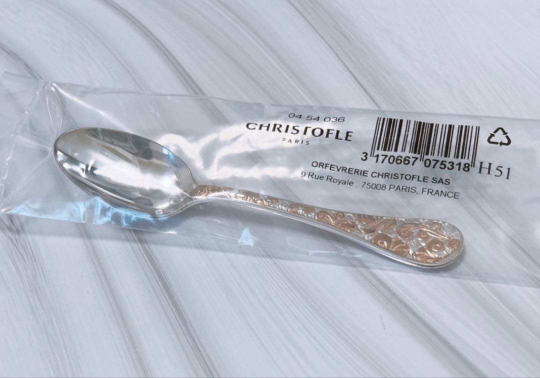 【未使用】クリストフル ジャルダンエデン デミタススプーン パーシャリーピンク