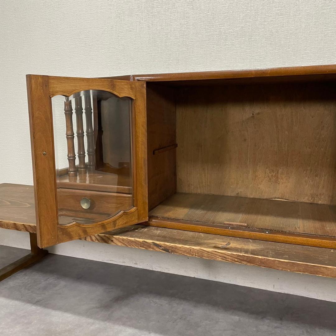 ヴィンテージ ガラス戸 飾り棚 木製 収納 キャビネット レトロ ビンテージ