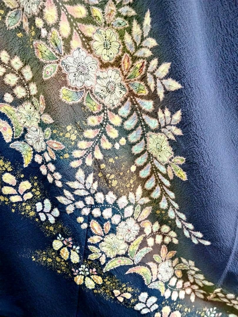 F-303 付け下げ 辻ヶ花 紫色 金彩 袷 暈し 翠山 やまと 落款 美品