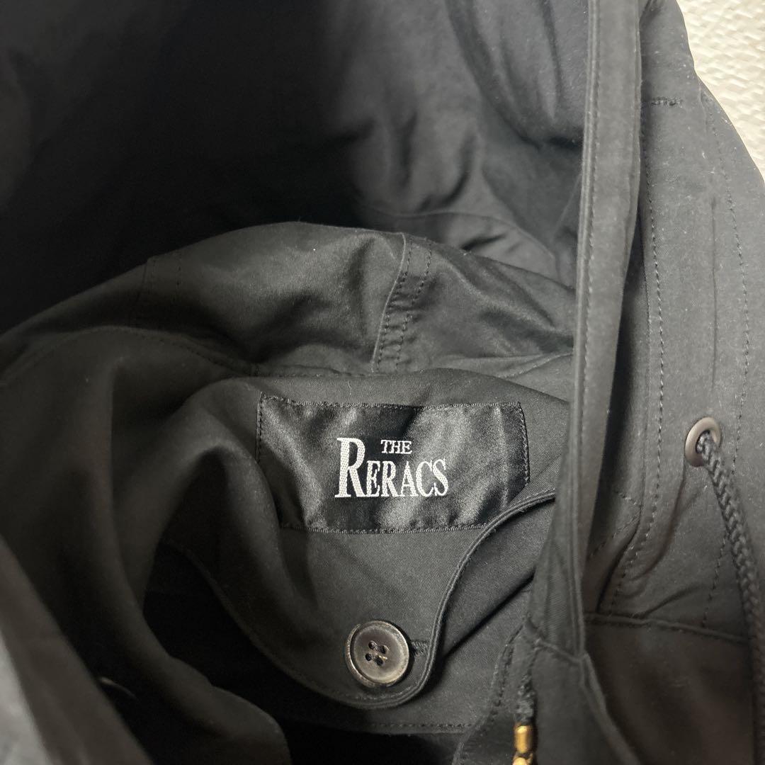 【THE RERACS】極美品 黒 ブラック 金 フード付き モッズコート 36