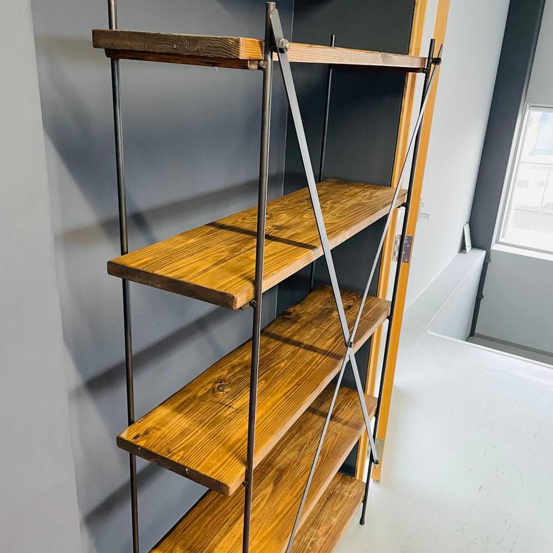 インダストリアル 5段シェルフ 幅100 高さ170 木製×スチール 店舗什器❷