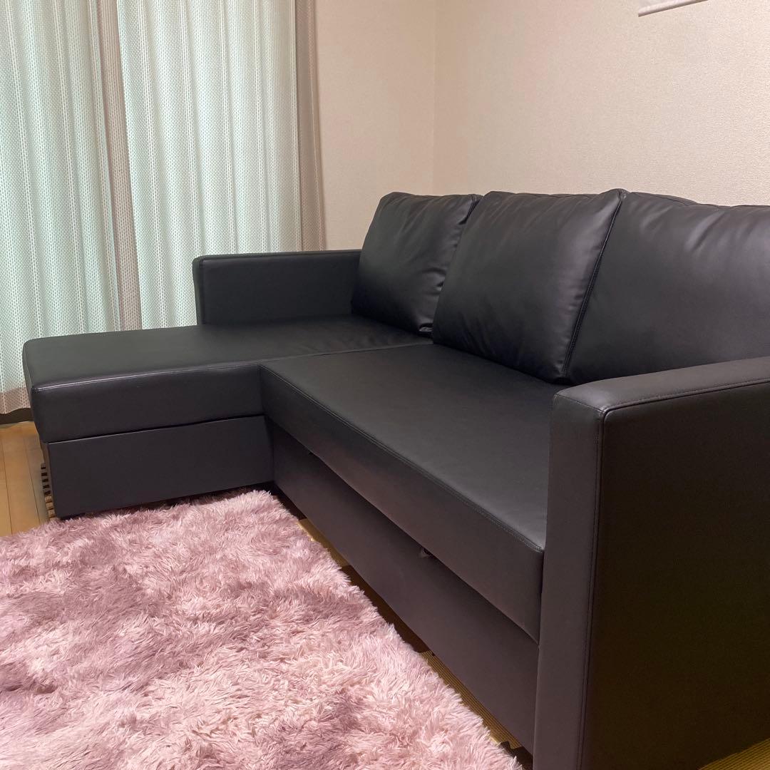 合皮ソファベッド(Nシールド ノアーク BK)