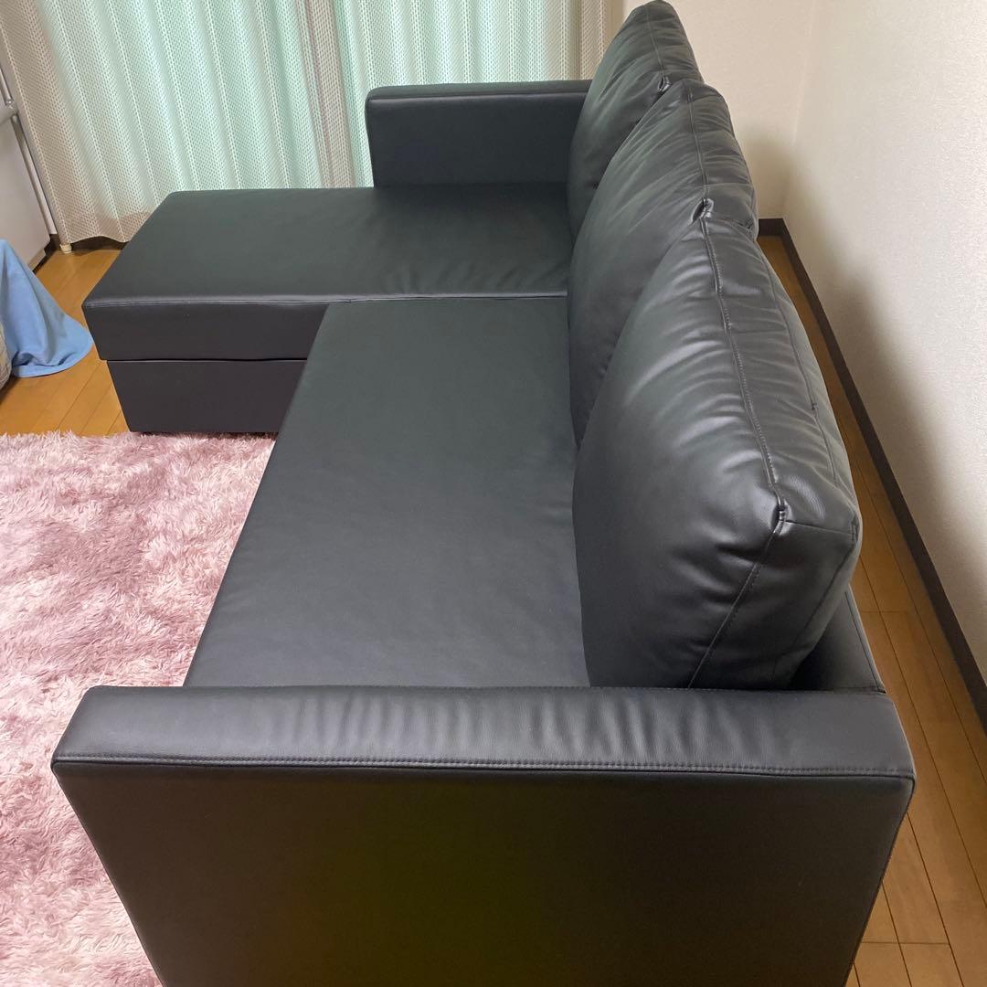 合皮ソファベッド(Nシールド ノアーク BK)