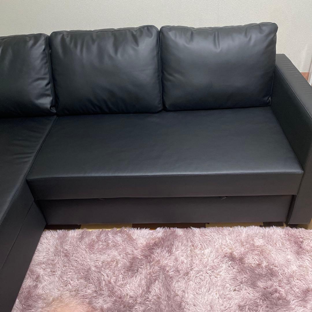 合皮ソファベッド(Nシールド ノアーク BK)