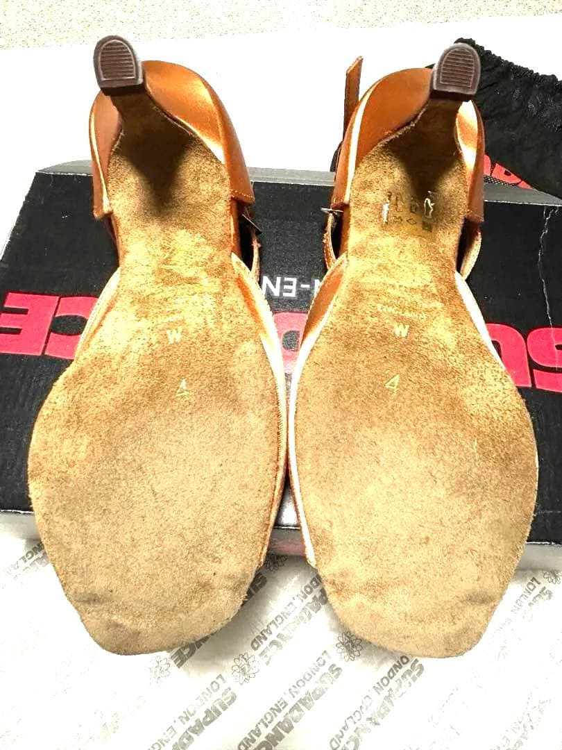 新品！スーパーダンス23センチ　社交ダンスラテン用オレンジブラウンオープントゥ
