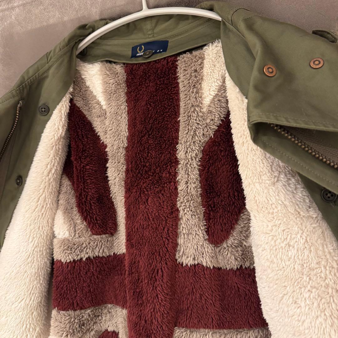 【フレッドペリー】ライナー付きモッズコート ユニオンジャック柄 カーキ