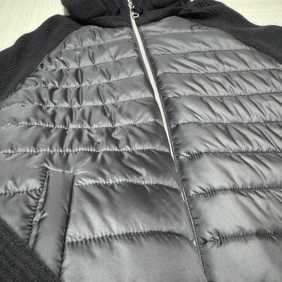 高島屋　フード付ニットブルゾン　カシミア　黒　Lサイズ