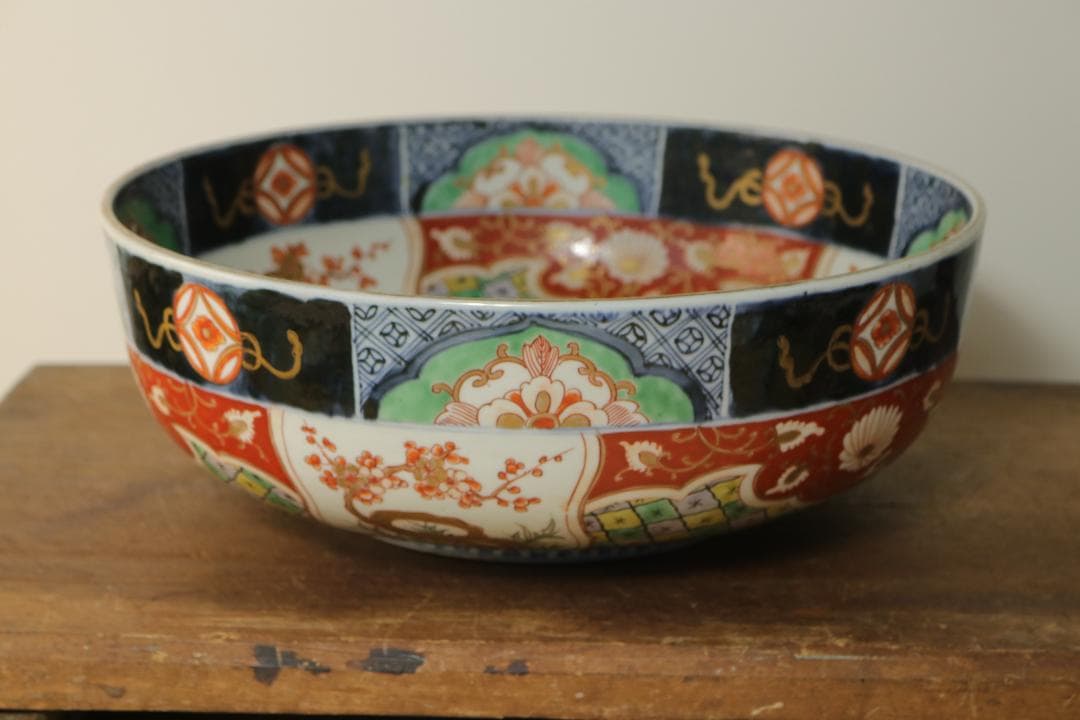 旧家屋蔵出 冨貴長春 伊万里 大鉢 色絵 錦手 菓子鉢 骨董品