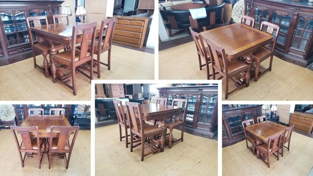 f24 　アンティーク イギリス製 ドローリーフ テーブル　椅子セット