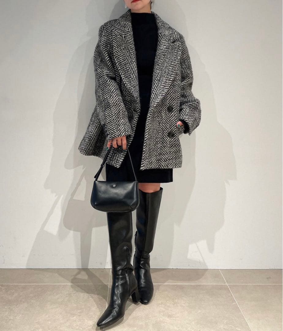 スナイデル SNIDEL オーバーボックスジャケットコート ブラック