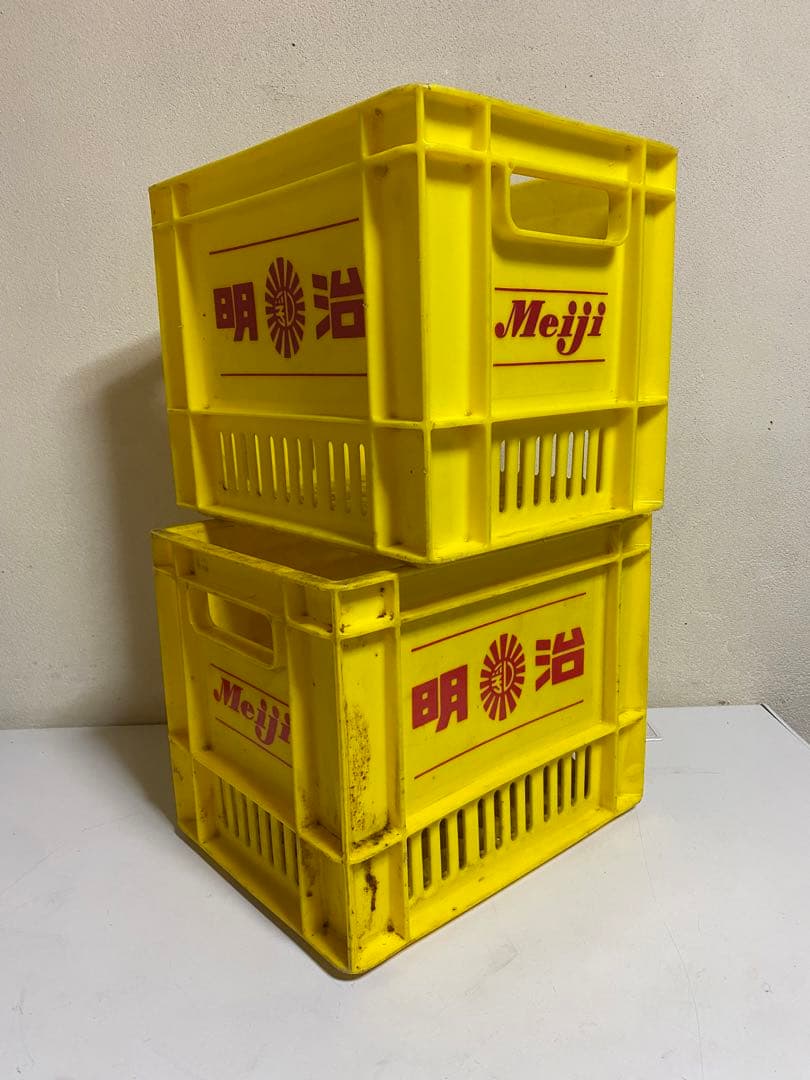 長期保管品 Meiji / 明治 プラスチックケース 踏み台 プラ箱 昭和レトロ