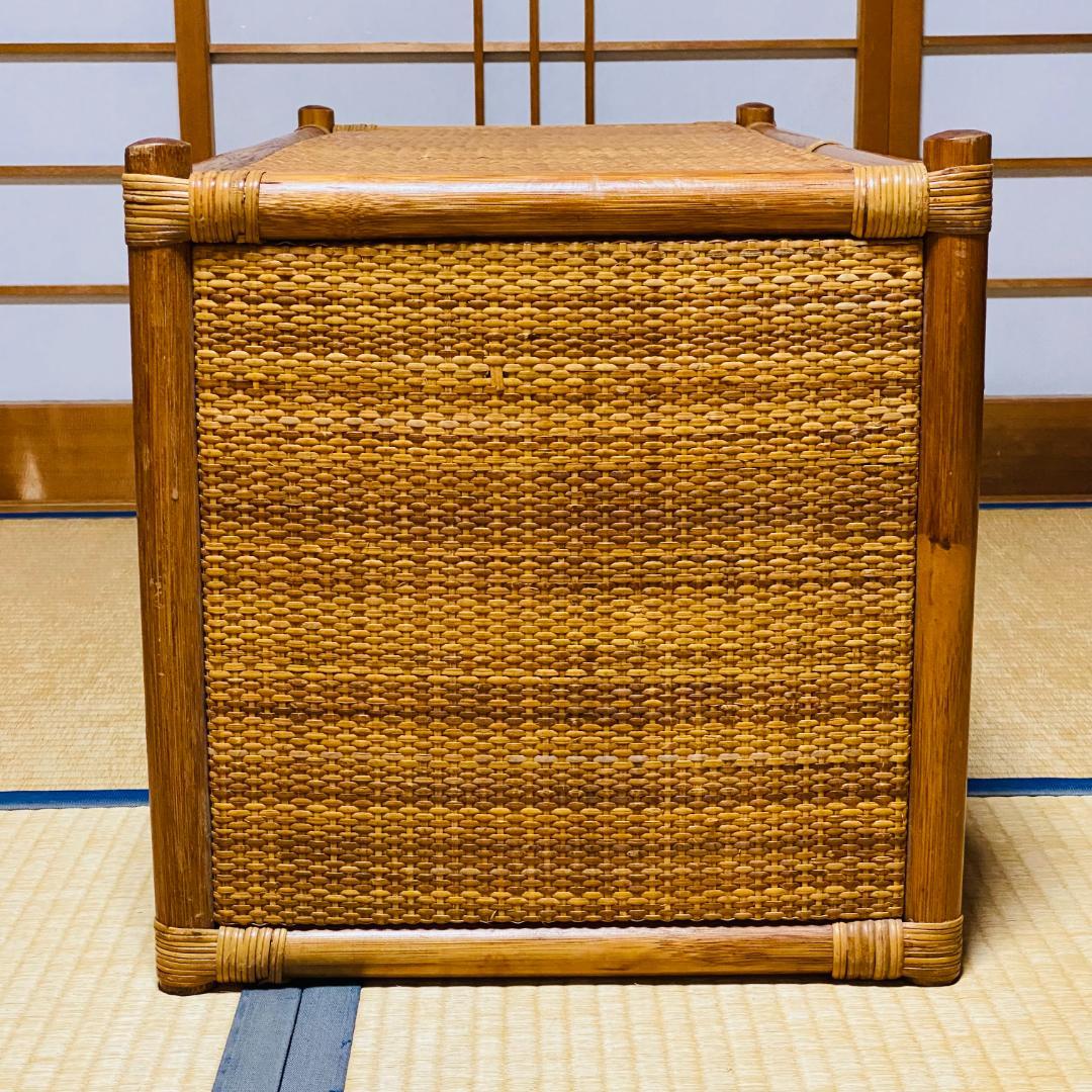 ラタン 籐 棚 チェスト 2段 4口 W90cm D41cm H40.5cm