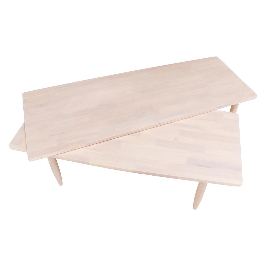 360度回転式/伸張式テーブル ホワイトウオッシュ W120