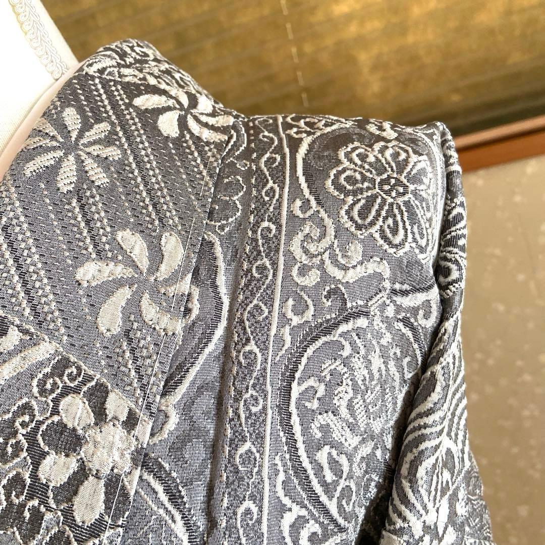 美品☆天目織　お召し　花模様　東京ますいわ屋謹製　着物（袷）