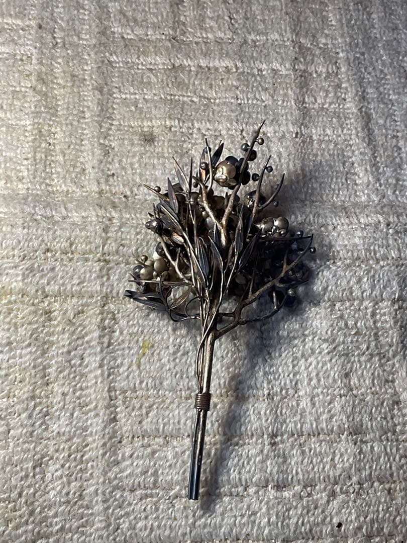 銀製／ボンボニエール・梅の花束。【大正レトロ・三越・銀製】。