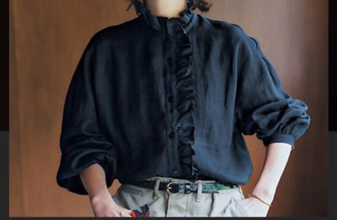 12closet リネンフリルブラウス ホワイト麻100%