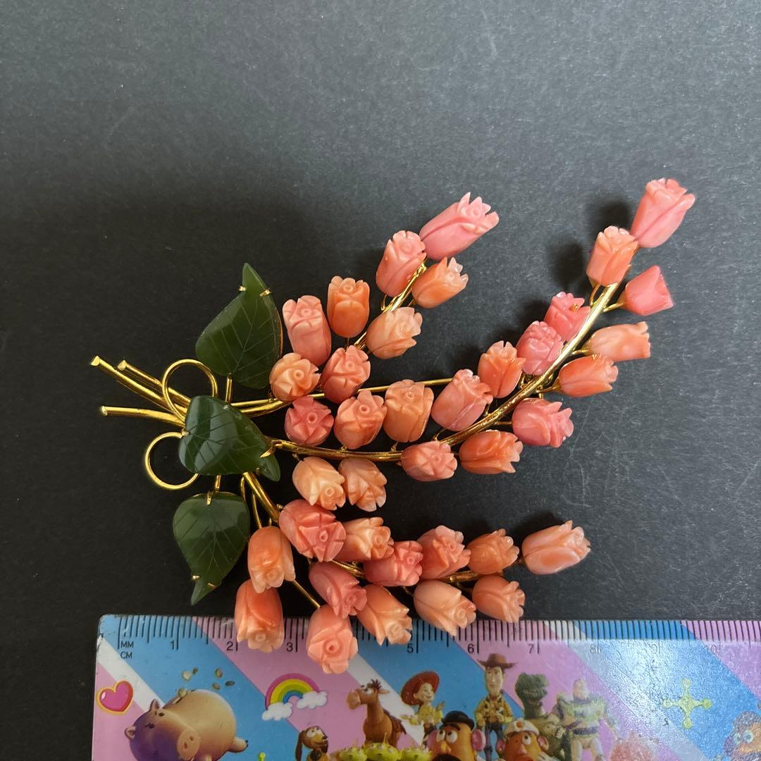 珊瑚　花束ブローチ　特大