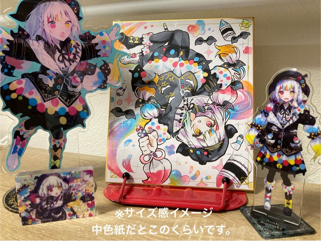 r*k様 魔法少女ノ魔女裁判　城ヶ崎ノア　手描きイラスト　まのさば　中色紙