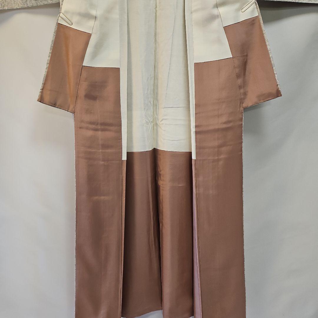 本真綿結城紬☆結城織物☆正絹☆結城紬☆仕付け付き☆薄いグレー地☆証紙あり