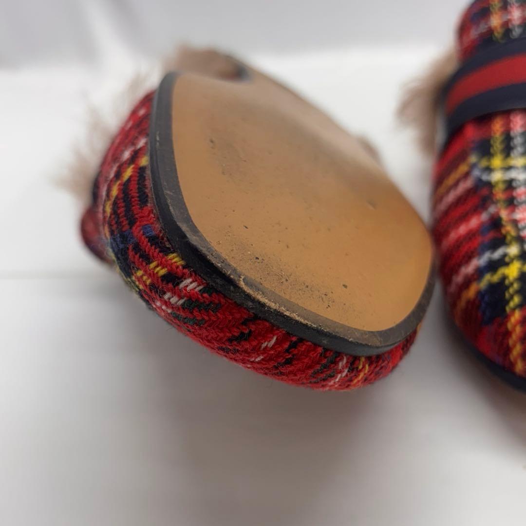 GUCCI プリンスタウン　タータンチェック　ファーミュール　497309