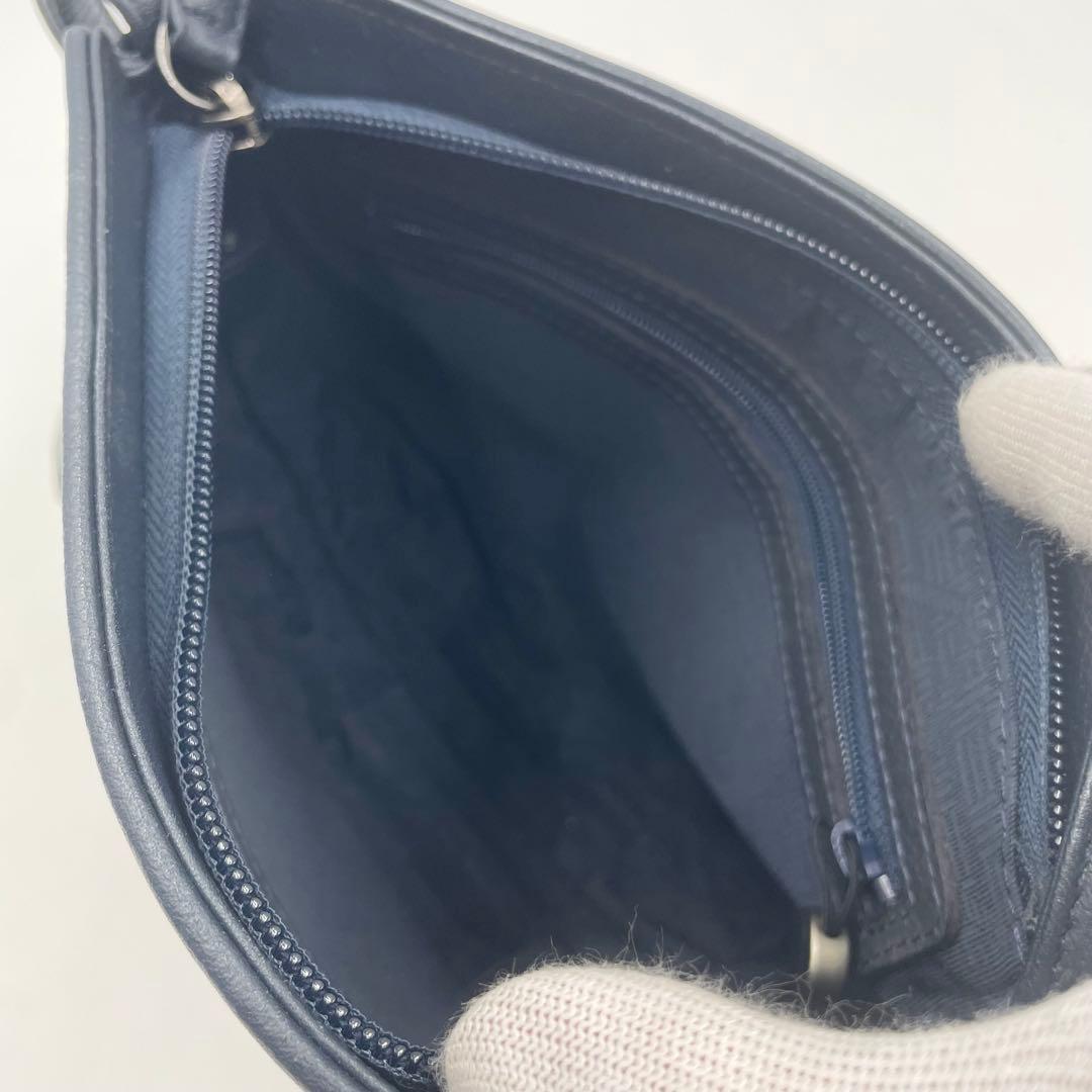 【未使用級】印傳屋 花柄 ショルダーバッグ ポシェット 和装 ネイビー PVC