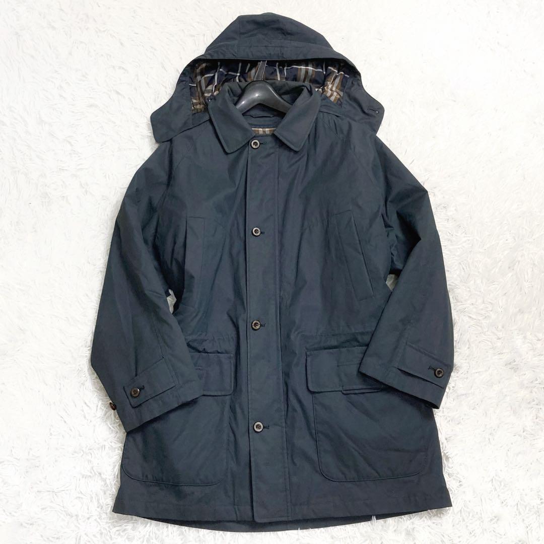 ゆうしょう バーバリー 中綿ライナー付モッズコート ノバチェック ネイビー