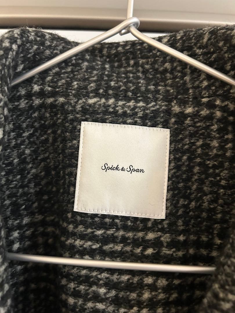 Spick&Span Wスライバーチェックハーフコート ブラック36